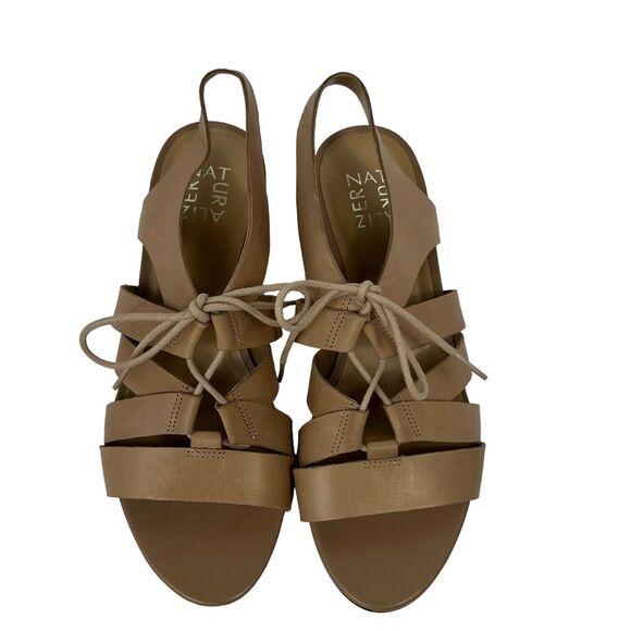 Naturalizer Felicity Nude Tan Leather Tie Up Sandals 8.5W Gladiator - Picture 2 of 11